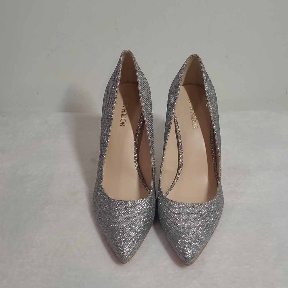 Jenn Ardor Elegant Silver Glitter Pumps